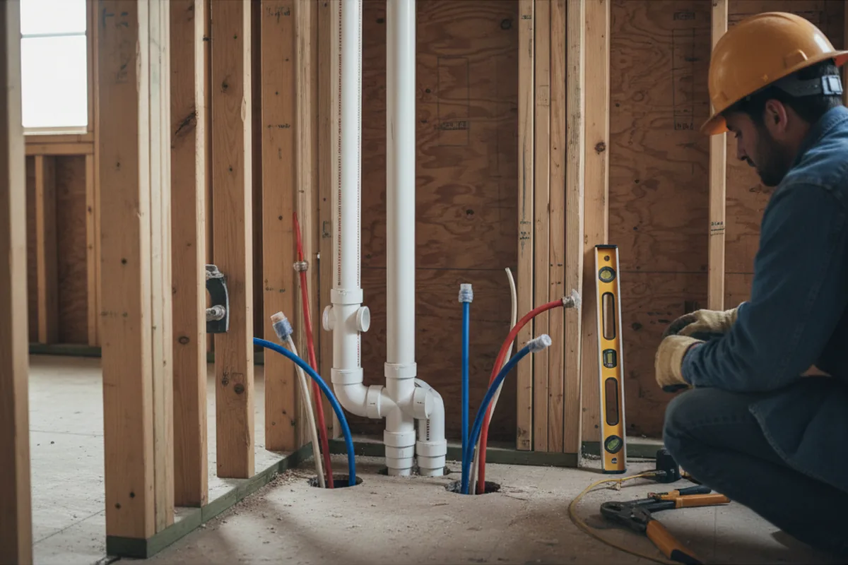 Drain and supply rough-in during Drain Cleaning in Freehold