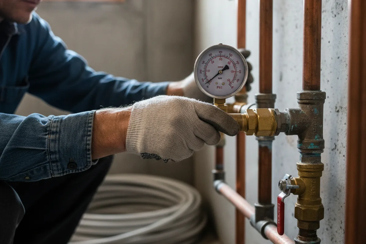 Pressure testing a repaired line during Water Line Repair in Freehold